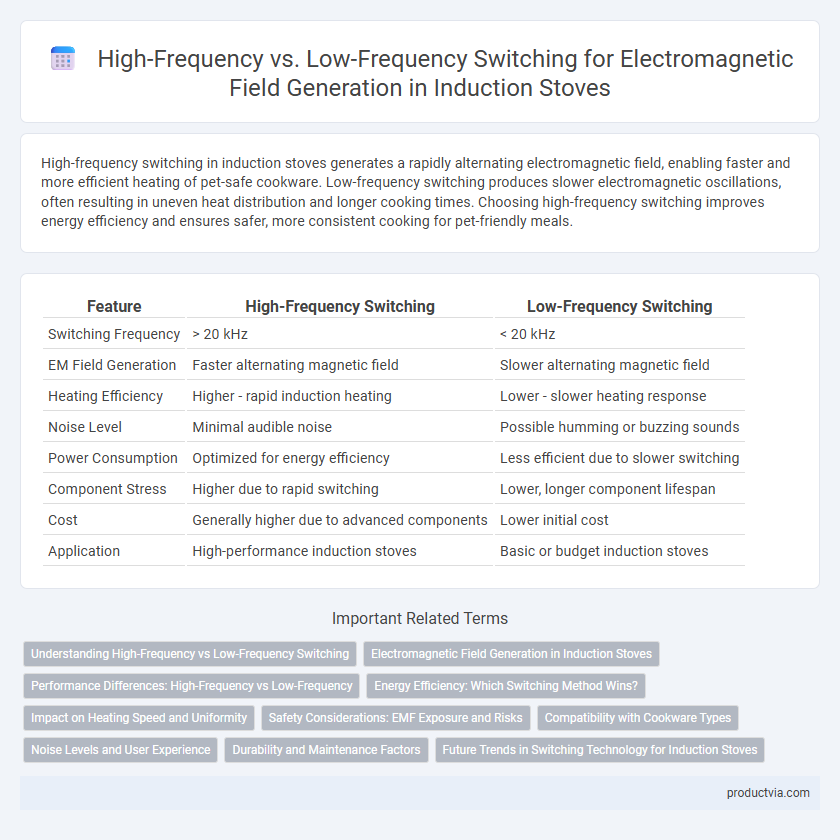 High-Frequency vs. Low-Frequency Switching for Electromagnetic Field Generation in Induction Stoves